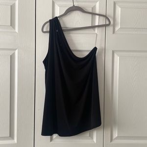 One Shoulder Black Tank Top